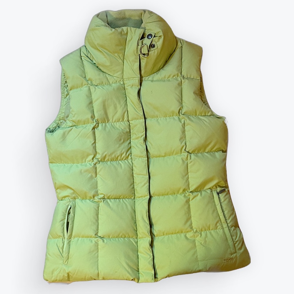 Cabincore 700-Fill Goose Down Cozy Green Puffer Vest Outdoors Eddie Bauer ~ M